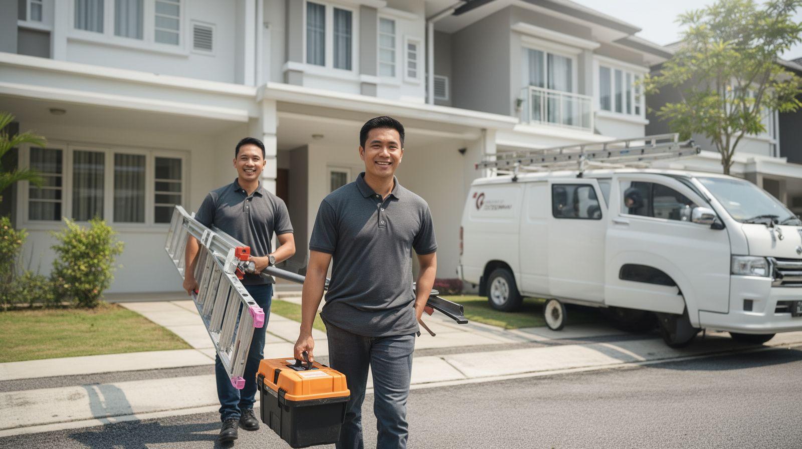 Roofgear repair crew arriving at a Petaling Jaya home