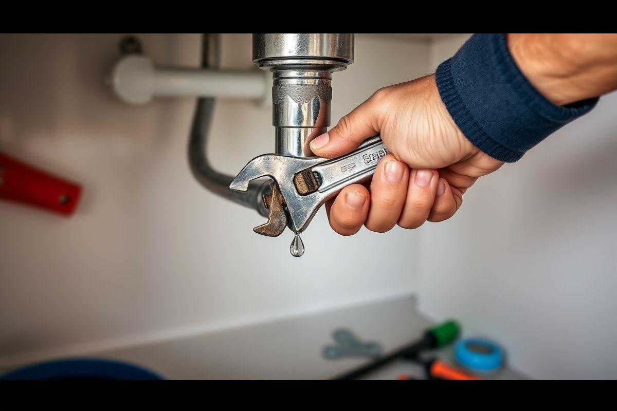 Plumber repairing a pipe fitting