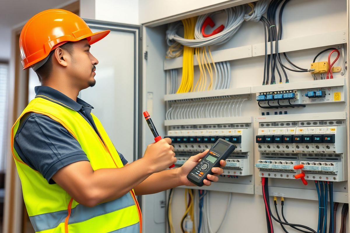 Electrician upgrading a distribution board
